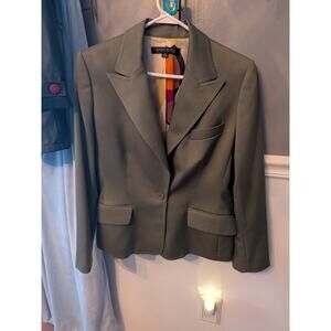 Anne Klein Green Blazer One Button Size 10p Career - Preppy